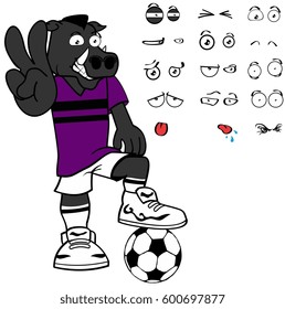 wild board soccer cartoon expression set in vector format