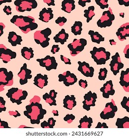 Wilde und helle 90er, 20er Jahre Leopardenmuster. Pastellrosa entzückende nahtlose Leoparden-Print-Hintergrund. Wild exotische Tier Print Design. Jaguar Druckmuster für Textil, Einwickelpapier Design