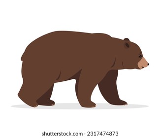 Icono animal de oso marrón salvaje. Oso Grizzly andando. Ilustración vectorial aislada en fondo blanco.