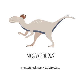 Wild brown dinosaur Megalosaurus predator. Vector illustration prehistoric animal for print