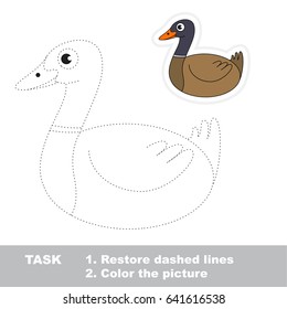 Wild Brown Duck. Dot to dot educational game for kids.