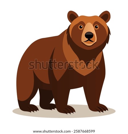 Wild Brown Grizzly Bear Displayed on White