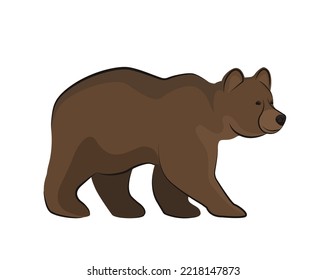 wild brown grizzly bear. vector flat illustration isolated on white background