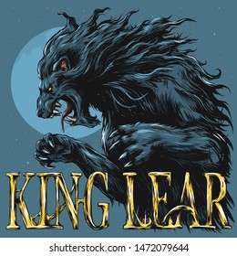 The wild brutal wolf. Full moon and werewolf. King Lear.