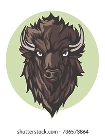 wild buffalo, bison, bull head mascot. hand drawn vector illustration