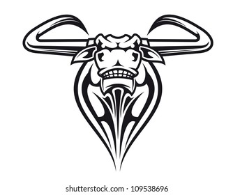 Wild buffalo bull head for mascot or tattoo design. Jpeg version also available in gallery