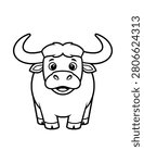 Wild Buffalo coloring pages for kids. Trace and color wild buffalo. Animal outline illustration. Coloring page outline of cute wild buffalo. Wild buffalo tracing worksheet. Kindergarten and preschool activity.
