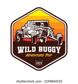 Wild Buggy, logotipo de ilustración de vector de aventura extremo, perfecto para tours y el logotipo del evento de carreras también diseño de camisetas