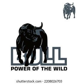 wild bull logo, silhouette of strong and power cattle standing angry vector illustrations