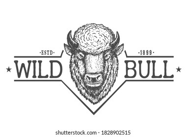 Wild bull logo.Printable design.Vektorgrafik