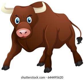 Wild bull on white background illustration