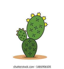 Wild cactus color icon. vector illustrations