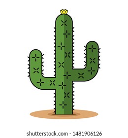 Wild cactus color icon. vector illustrations