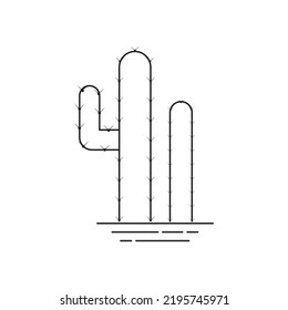 Wild cactus linear icon. isolated on white background. Vector illustration
