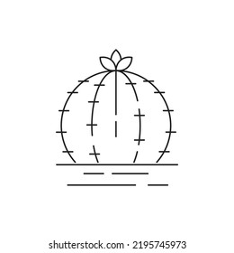 Wild cactus linear icon. isolated on white background. Vector illustration