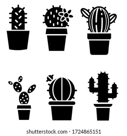 Juego de iconos vectoriales lineales de cactus silvestres. Colección de signos de ilustración de Cacti.