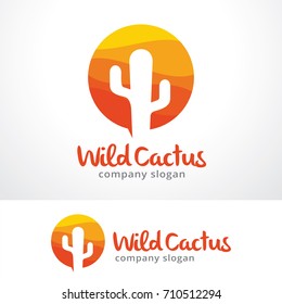 Wild Cactus Logo Template Design Vector, Emblem, Design Concept, Creative Symbol, Icon