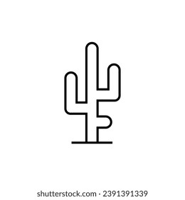 Wild cactus vector linear icon.
