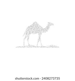 The wild camel symbol filled with black dots. Pointillism style. Vector illustration on white background