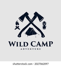 Wild camp logo design vector template