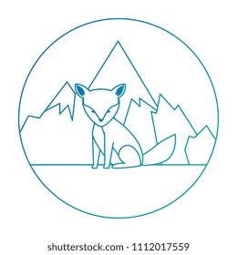 wild canadian fox with landscape
