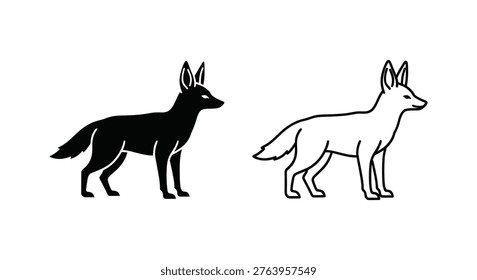 Wild Canine Species Comparison Guide Vector