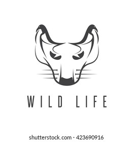 wild cat with birds in ears concept vector design template