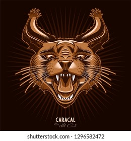 Wild Cat Caracal T-Shirt Print, Logo, Emblem, Sticker, Label