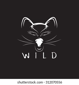 wild cat with eagle eyes vector design template
