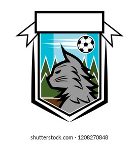Wild Cat with Forest background Logo for Football sport team vector