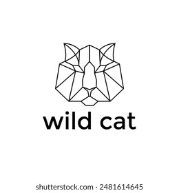 wild cat head simple vector illustration in geometric style
