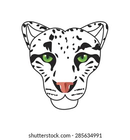 Wild cat,  leopard, snow bars in vector