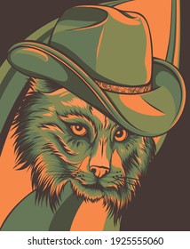 Wild cat, Lynx, Bobcat, Trot Hand Top hat, cylinder.