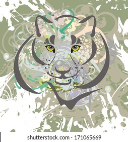 Wild cat on a grunge background