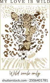 wild cat palm slogan abstract print design vector