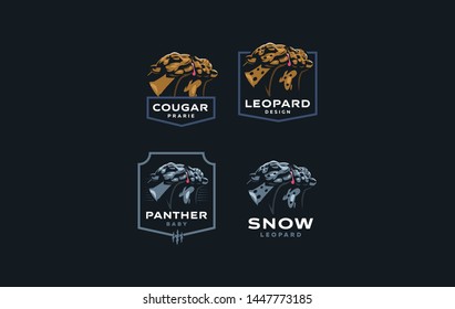 Wild cat. A puma or leopard licks its cub. Vector illustration.