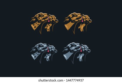 Wild cat. A puma or leopard licks its cub. Vector illustration.