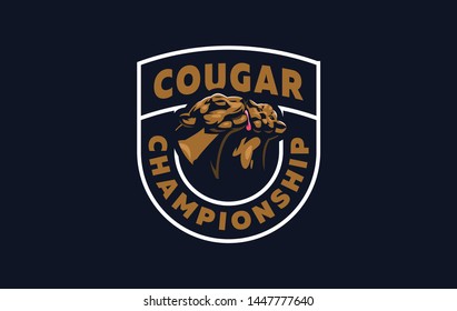 Wild cat. A puma or leopard licks its cub. Vector illustration.