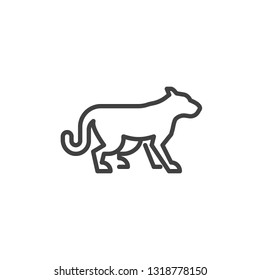 Wild cat side view line icon. linear style sign for mobile concept and web design. guepard cat standing outline vector icon. Cheetah symbol, logo illustration. Pixel perfect vector graphics