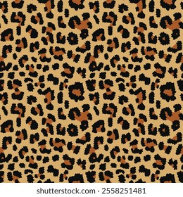 
wild cat skin texture, leopard seamless pattern, vector illustration