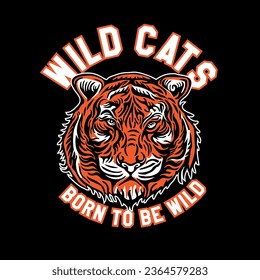 Wild Cats Tiger Head Emblem Logo Design