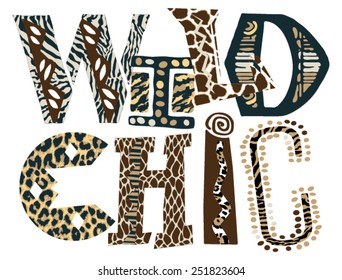 Wild chic, vector print for women t-shirt in custom colors