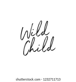 Wild Child Vector Text Typography Illustration Background