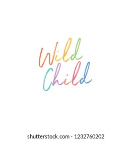 Wild Child Vector Text Typography Illustration Background