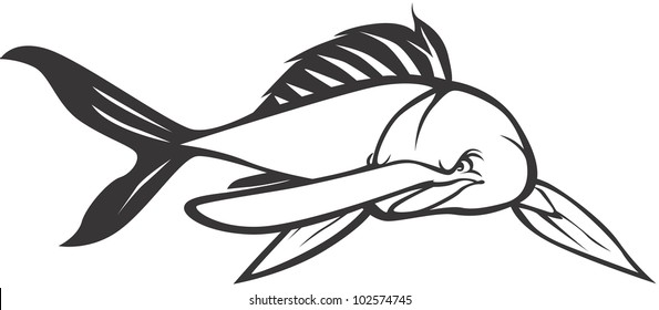 Wild Chinese Paddlefish Illustration