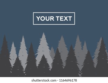 Wild coniferous forest background. Coniferous pine forest vector illustration