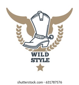 Wild cowboy style colorful logo icon on white