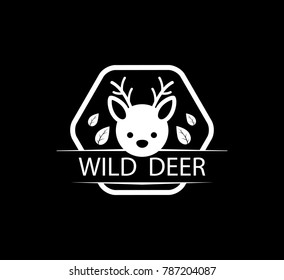 wild cute deer retro badge design