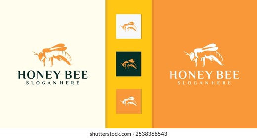 wild and dangerous honey bee logo vector illustration on yellow background