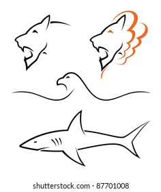 Wild dangerous line life of great animals logo draw drawing 